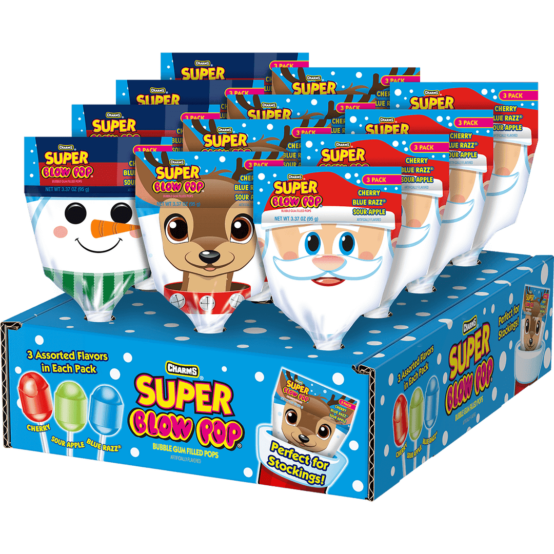 Charms Super Blow Pop Assorted Christmas Flavors (3 ct./ 4.8 oz. Bunch)