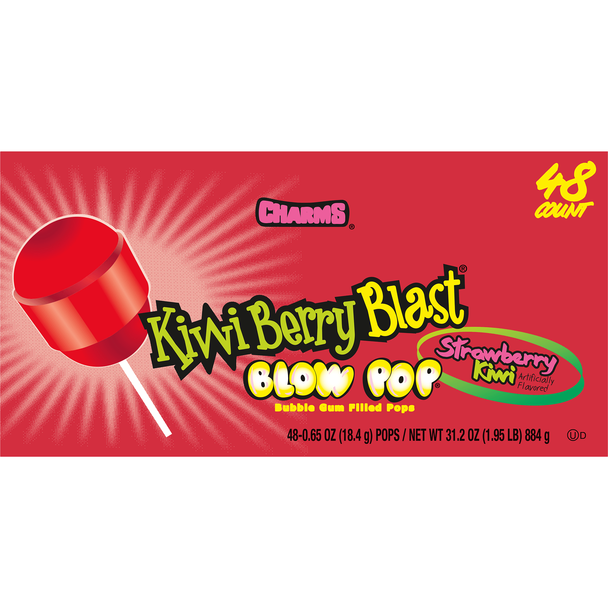 Charms Blow Pop Kiwi Berry Blast (15.2 oz. / 48 ct. Box) – Tootsie