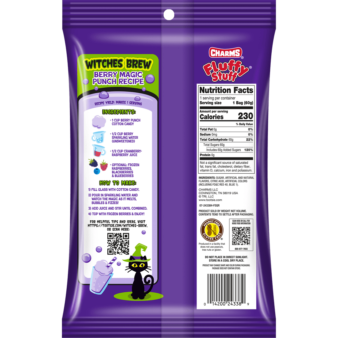 Fluffy Stuff Witches Brew Berry (2.1 oz. Bag)- Nutritional Facts Panel