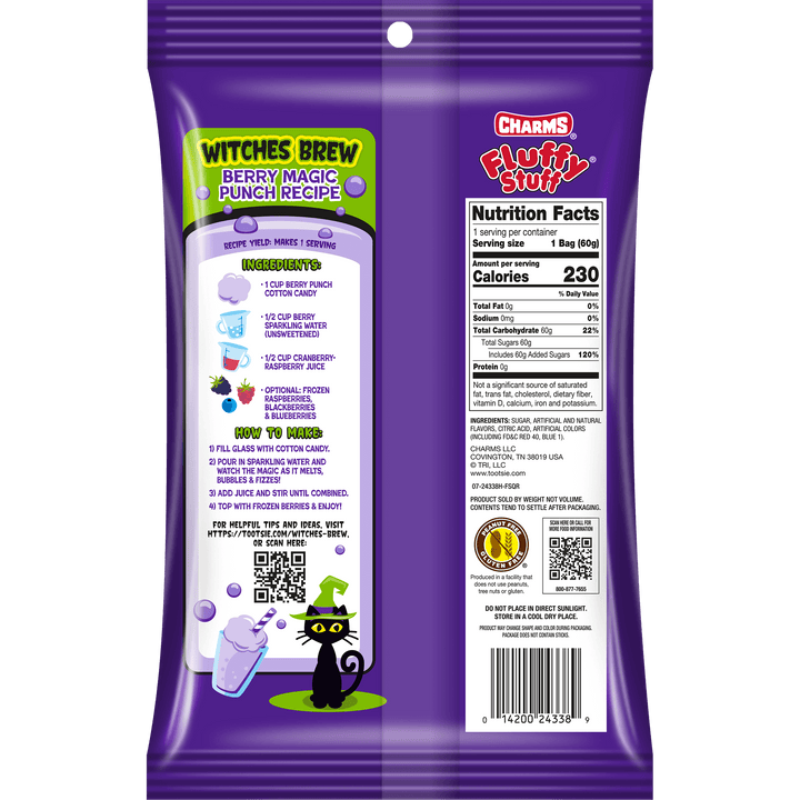 Fluffy Stuff Witches Brew Berry (2.1 oz. Bag)- Nutritional Facts Panel