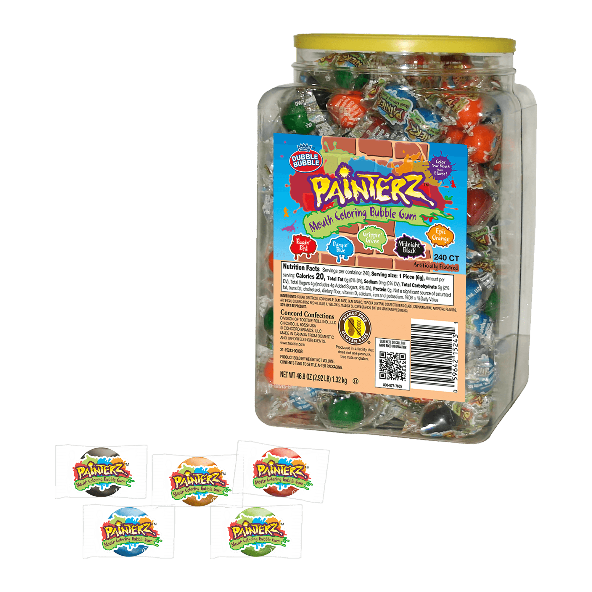 Dubble Bubble Painterz Mouth Coloring Bubble Gum (46.8 oz Jar