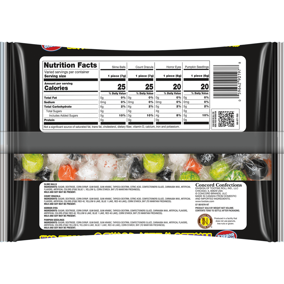 Dubble Bubble Halloween Combo (12 oz. Bag) Nutrition Facts Panel