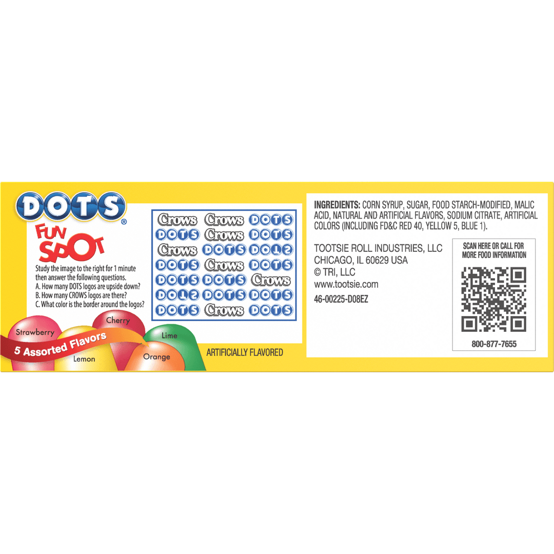 DOTS Original Assorted Gum Drops (2.25 oz. Box) Ingredients