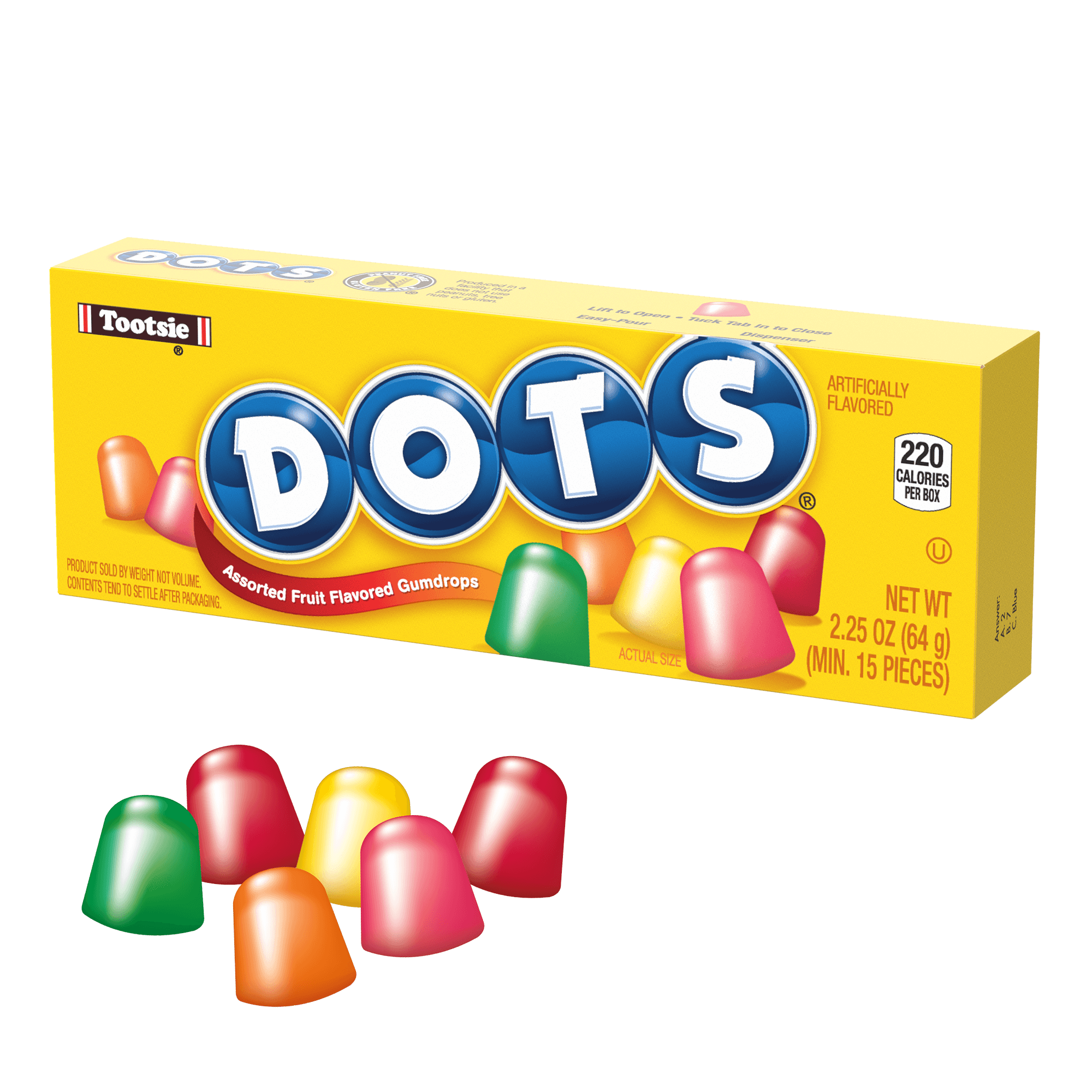 DOTS Original Assorted Gum Drops (2.25 oz. Box) – Tootsie Roll DOTS Original Assorted Gum Drops (2.25 oz. Box) – Tootsie Roll
