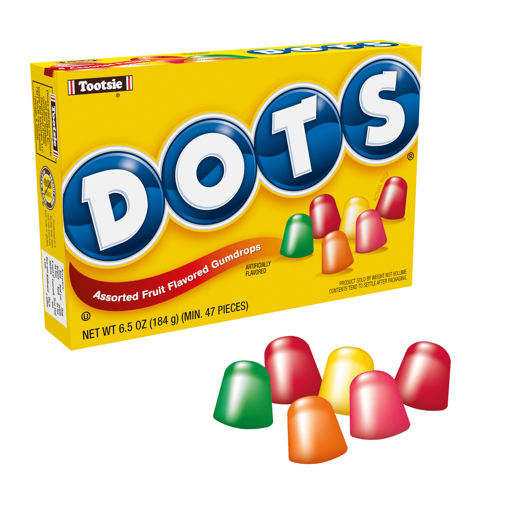 DOTS Assorted Fruit Flavored Gum Drops (6.5 oz. Box) – Tootsie Roll DOTS Assorted Fruit Flavored Gum Drops (6.5 oz. Box) – Tootsie Roll