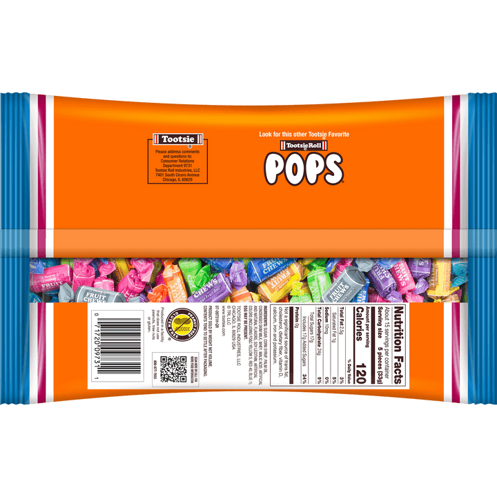 Fruit Chews Trick or Treat Mix Assorted Flavors (17.5 oz. Bag)- Nutritional Facts Panel