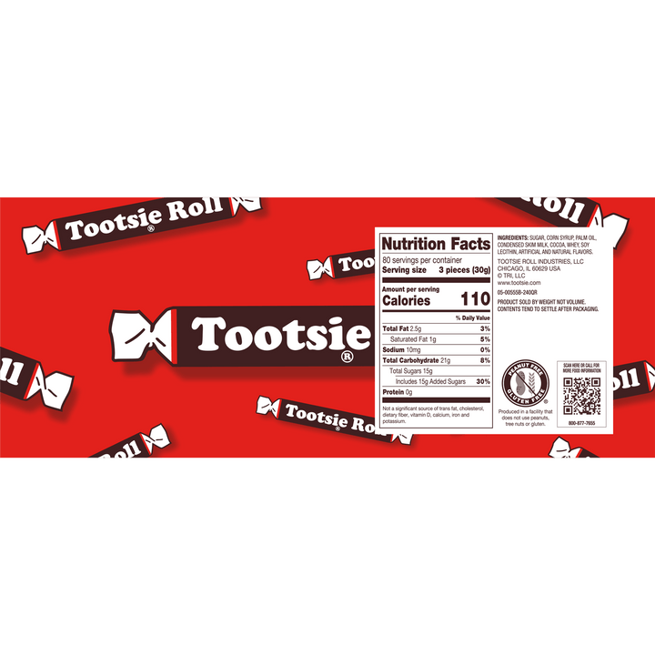 Tootsie Roll (84 oz. / 240 ct. Box) Nutrition Facts Panel