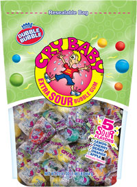 Image of Cry Baby Extra Sour Bubble Gum Stand Up Pouch Package