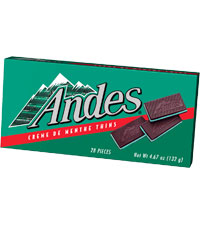 Image of Andes Crème de Menthe Thins (4.67 oz./28 ct. Box) Packaging
