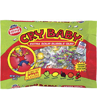 Image of Cry Baby Extra Sour Bubble Gum (12 oz. Bag) Packaging