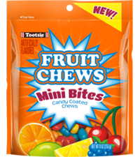 Image of Tootsie Fruit Chew Mini Bites 9 oz. Resealable Pouch Packaging