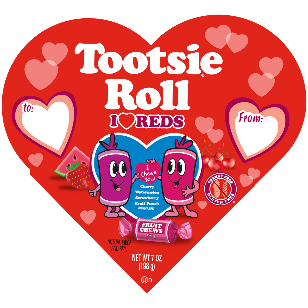 Fruit Chews Valentine Assorted I Heart Reds Fruit Flavored (7 oz. Gifting Heart Box)