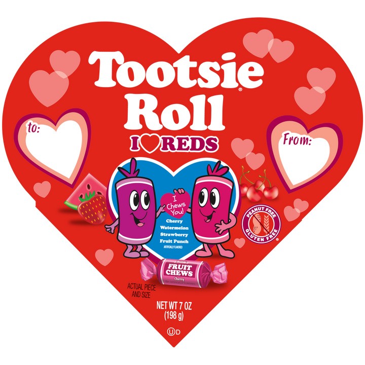 Fruit Chews Valentine Assorted I Heart Reds Fruit Flavored (7 oz. Gifting Heart Box)