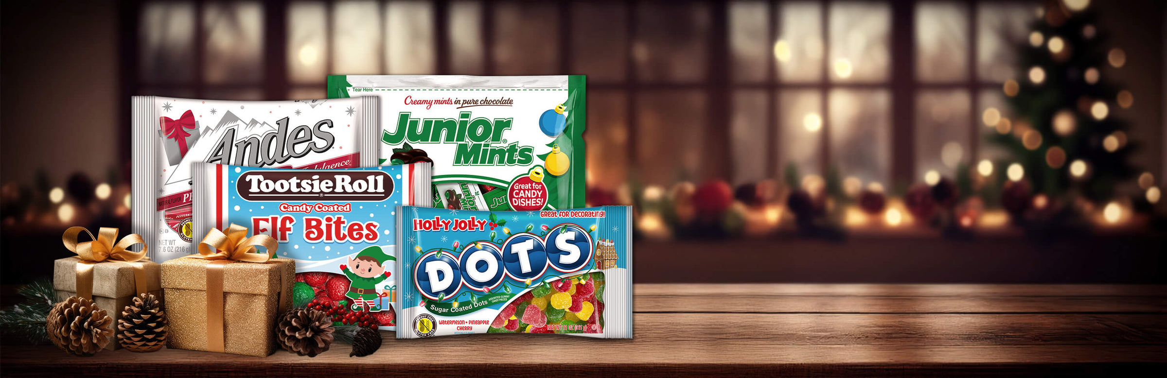 Various Tootise products with Holiday theme background