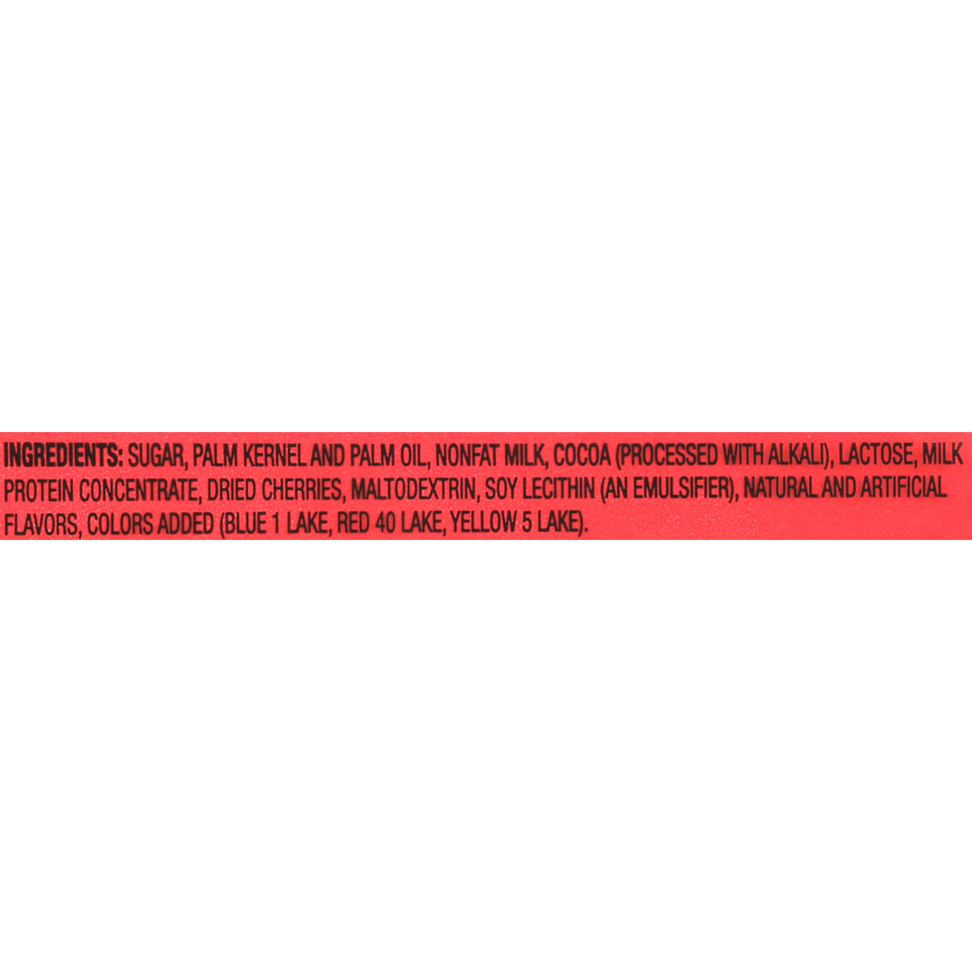 Red ingredient label on a white background