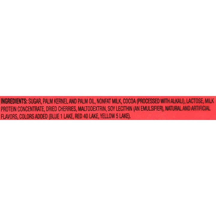 Red ingredient label on a white background