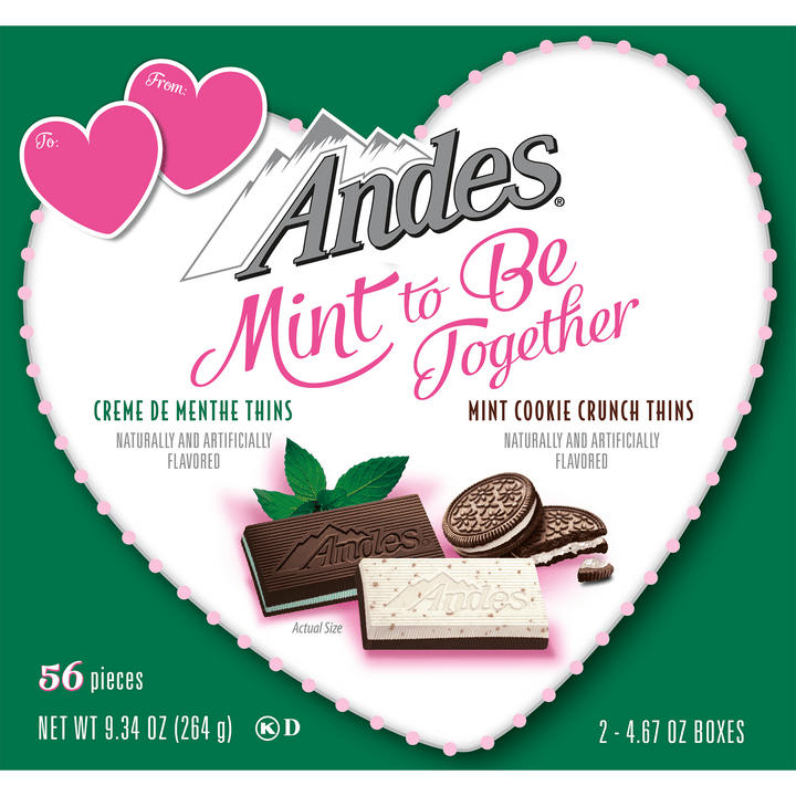 Andes Valentine Mint To Be Together Creme De Menthe Thins and Mint Cookie Crunch Thins (9.34 oz. Box)