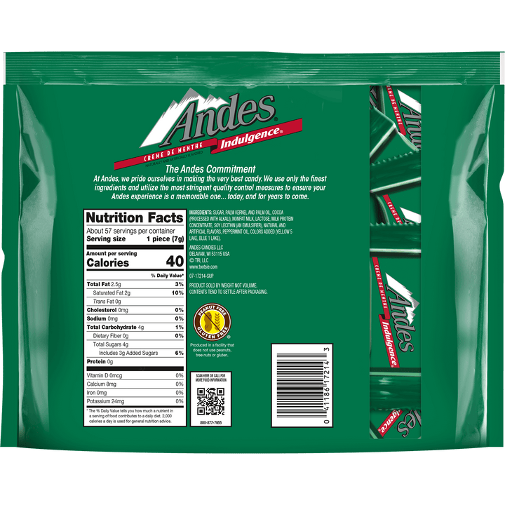 Andes Crème De Menthe (14 oz. Bag) Nutrition Facts Panel