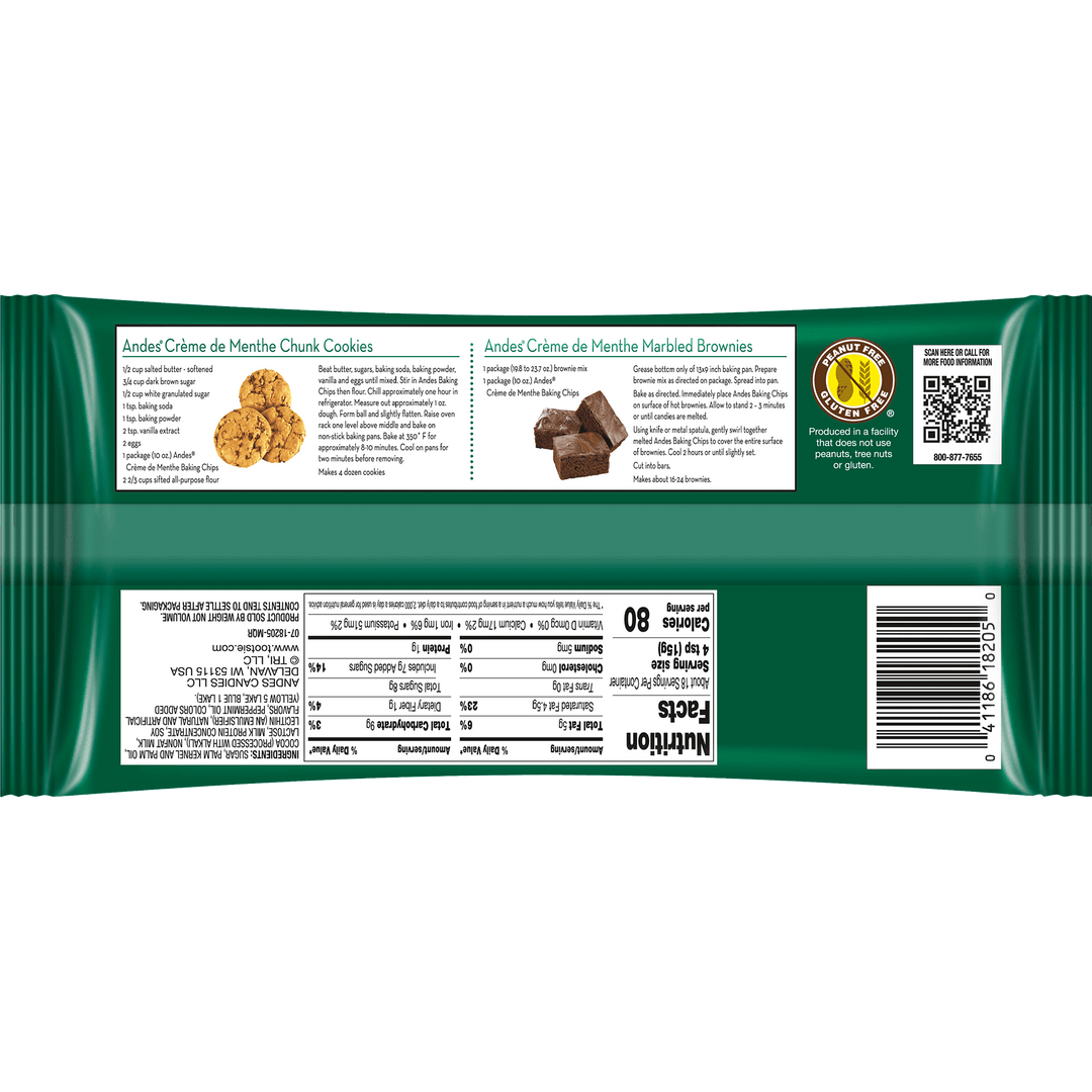 Andes  Crème de Menthe Baking Chips (10 oz. Bag) Nutrition Facts Panel