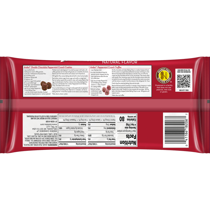 Andes Peppermint Crunch Baking Chips (10 oz. Bag) Nutrition Facts Panel