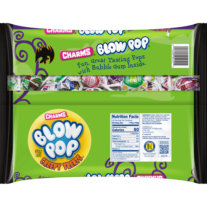 Charms Blow Pop Creepy Assorted Treats (30.25 oz. / 55 ct. Bag) Nutrition Facts Panel