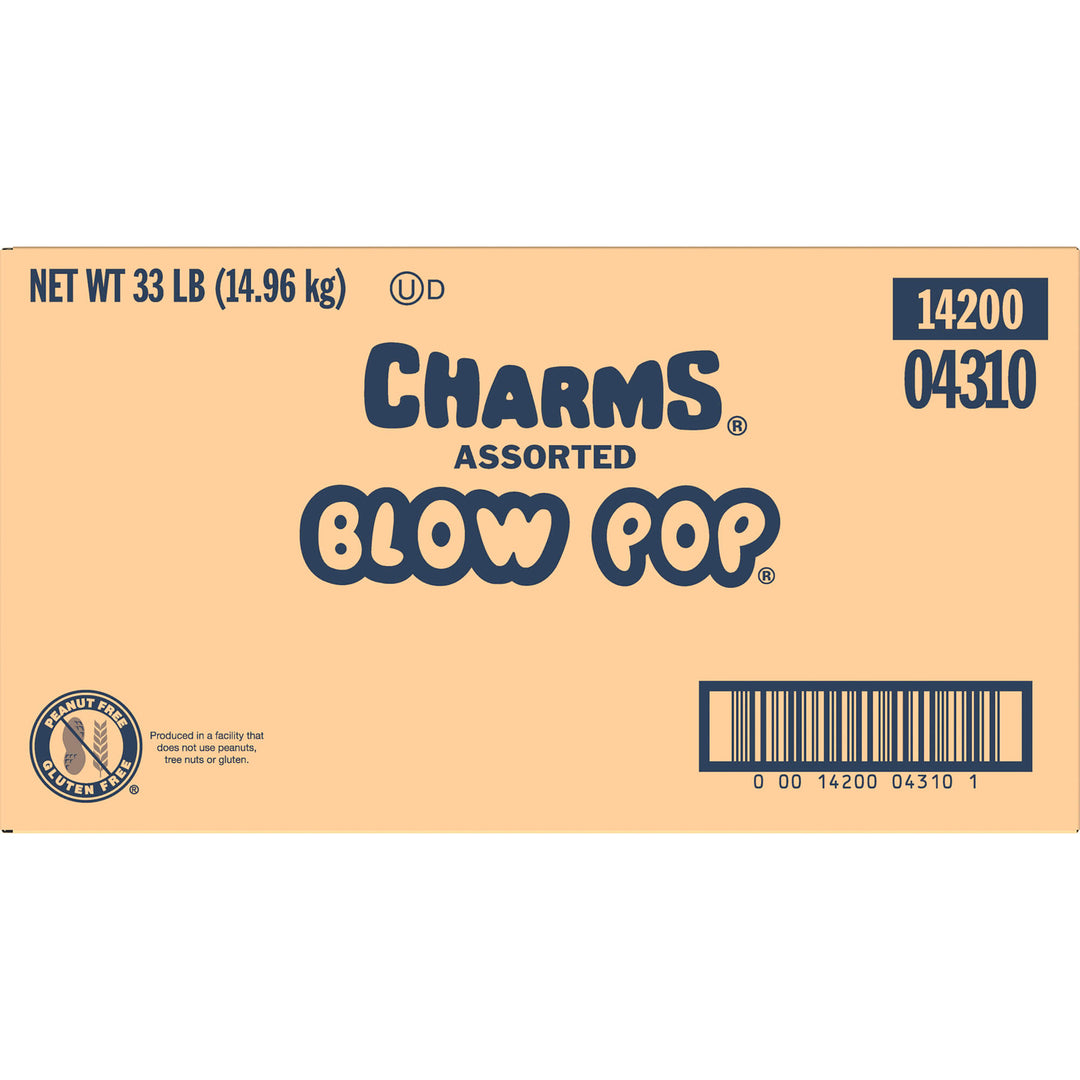 Box of Charms Assorted Blow Pop on a beige background