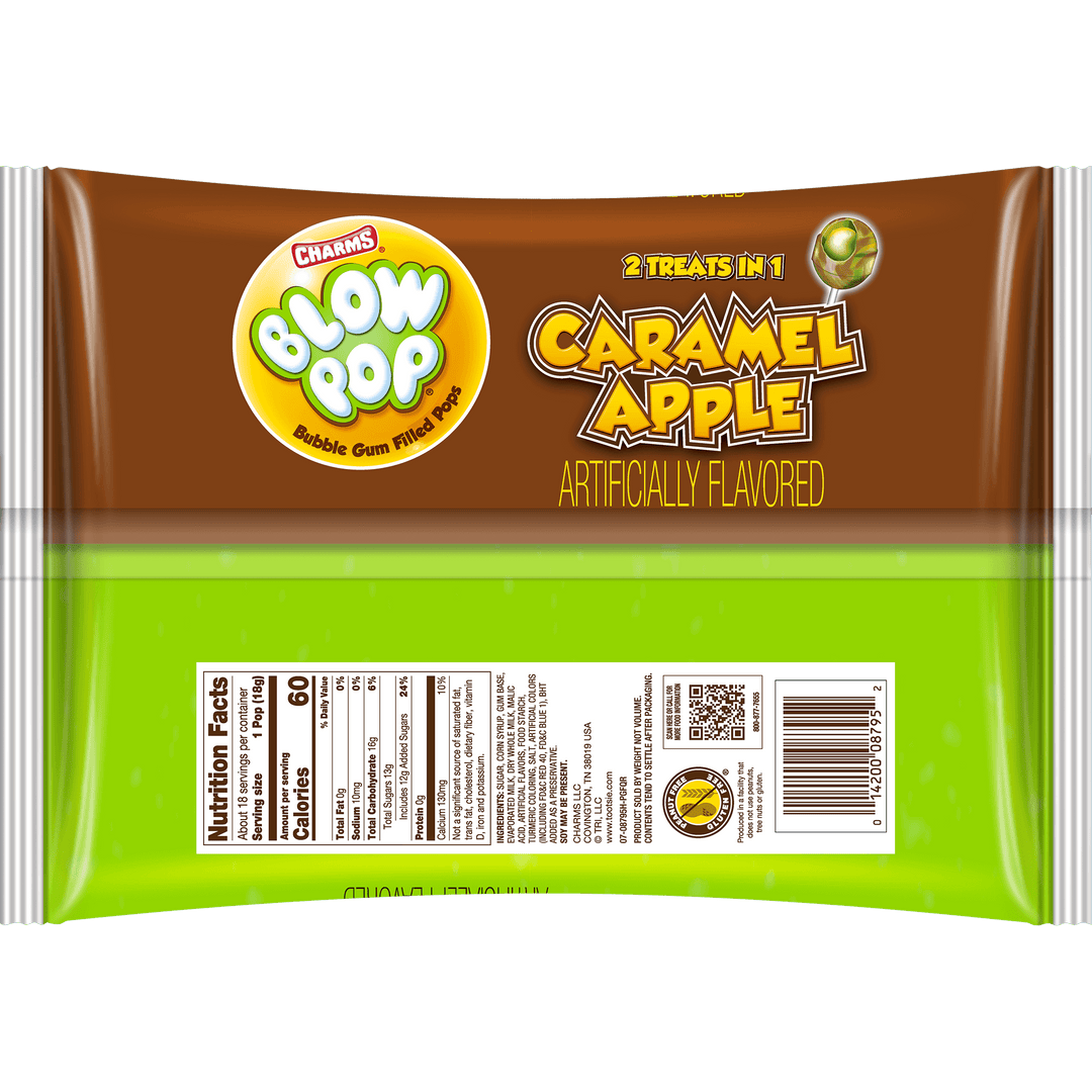 Charms Blow Pop Caramel Apple Pops (12 oz. Bag) Nutrition Facts Panel