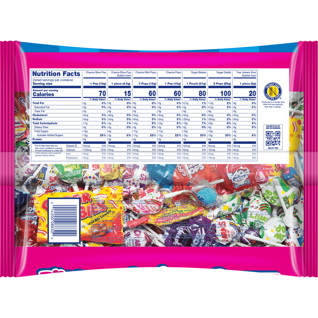 Charms Candy Carnival Assorted Candies (25 oz. Bag) Nutrition Facts Panel