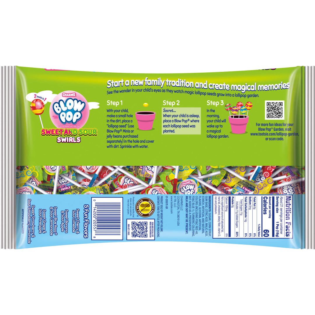 Charms Easter Blow Pop Sweet and Sour (11.5 oz. Bag) - Nutrition Facts Panel