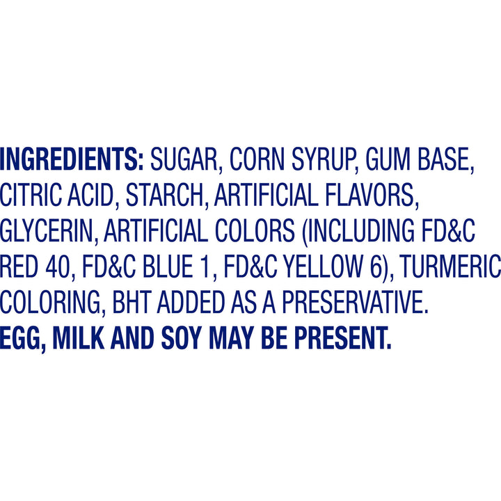 Ingredients list on a white background with blue text