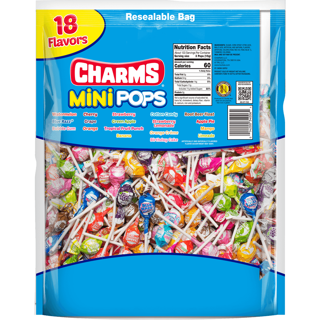 Charms Assorted  Mini Pops (71.84 oz. / 400 ct. Bag) Nutrition Facts Panel