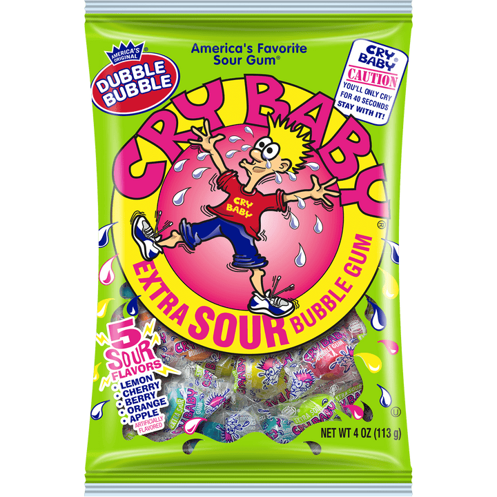 Cry Baby Extra Sour Bubble Gum (4 oz. Bag)