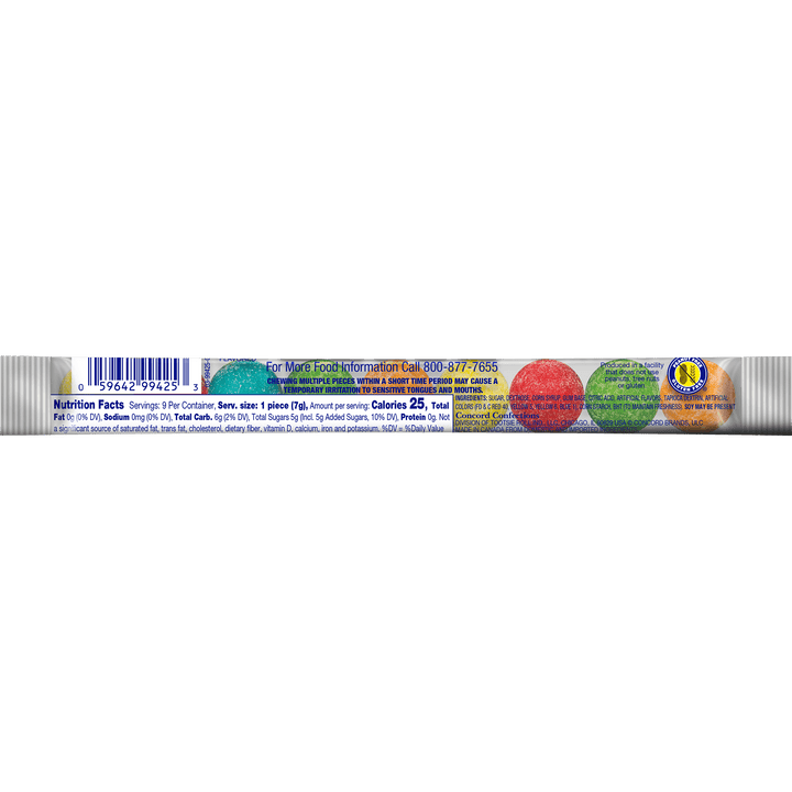 Cry Baby Nitro Assorted Sours (2.32 oz. / 9 ct. Tube) Nutrition Facts Panel