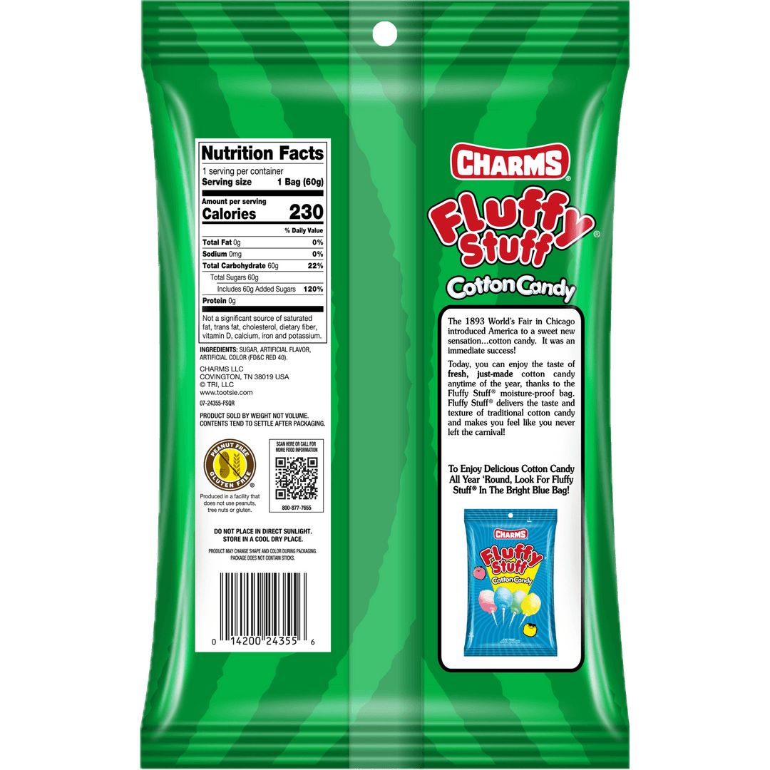 Fluffy Stuff Watermelon 2.1 oz. Bag Nutrition Facts Panel