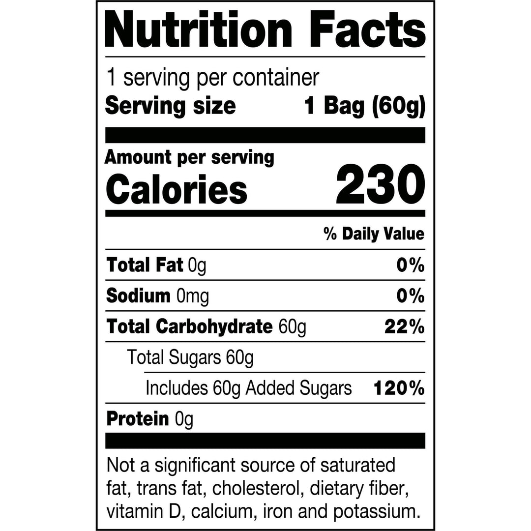 Fluffy Stuff Watermelon 2.1 oz. Bag Nutrition Facts Panel