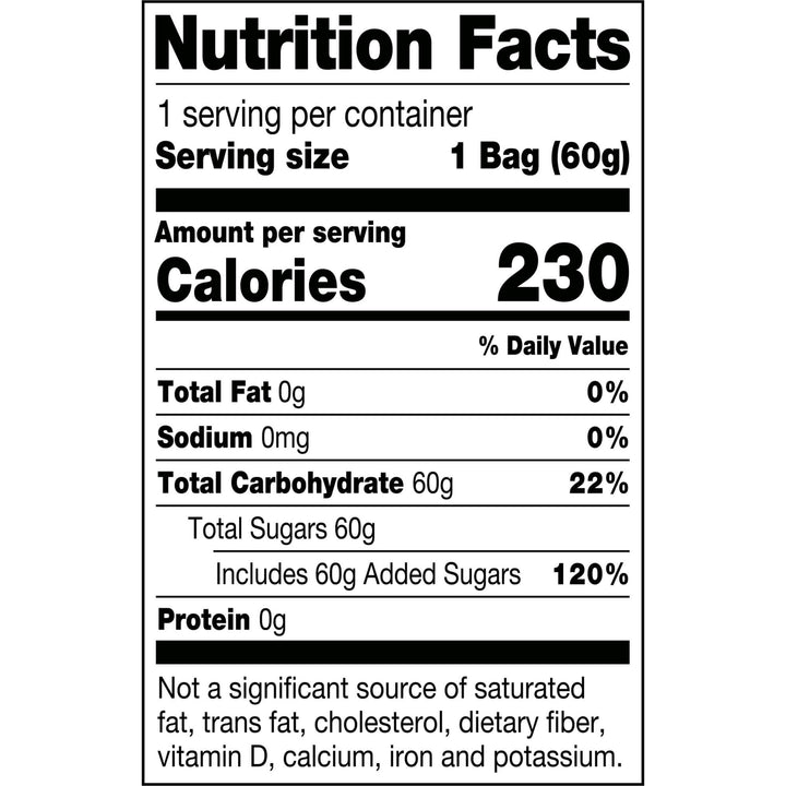 Fluffy Stuff Watermelon 2.1 oz. Bag Nutrition Facts Panel