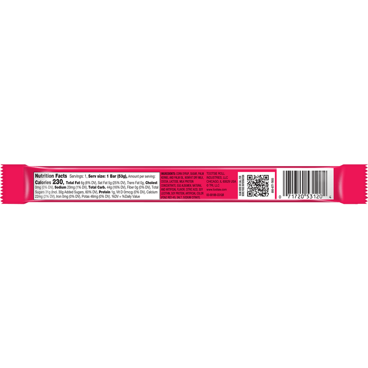 Charleston Chew Strawberry Bar (1.88 oz. Bar) Nutritional Facts Panel