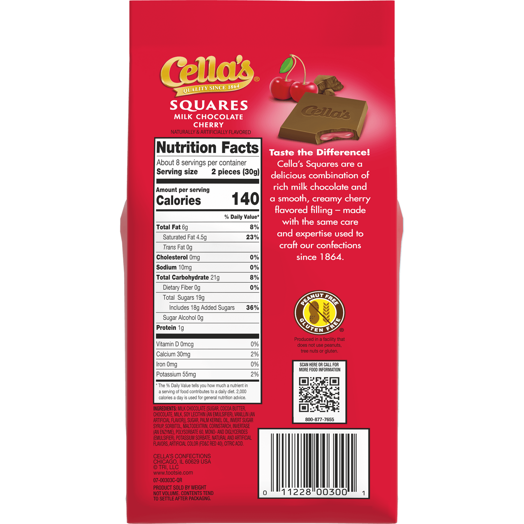 Cella's Squares Milk Chocolate Cherry (7.9 oz Bag) - Tootsie Roll