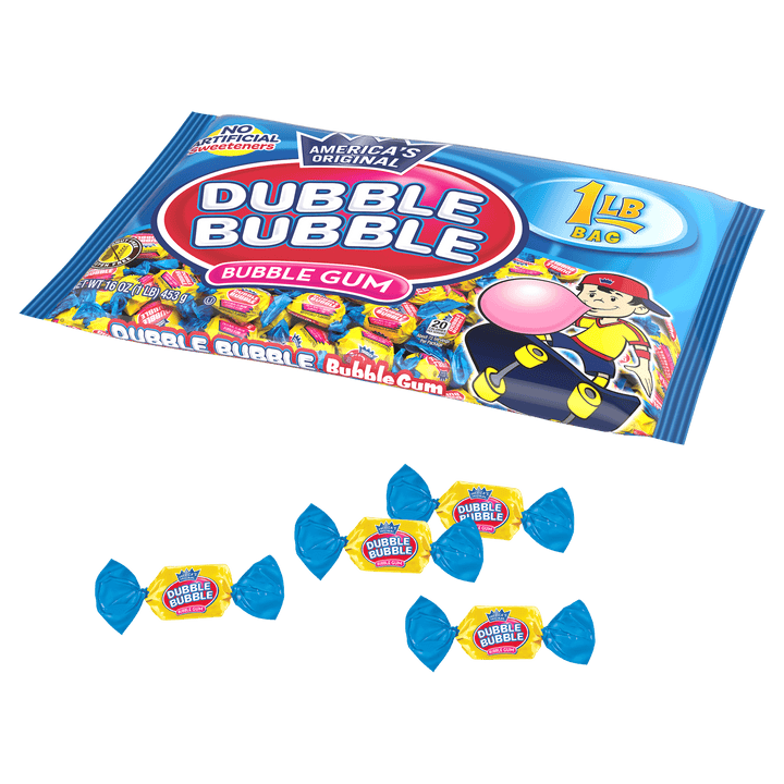 Dubble Bubble Original Twist (1 lb. Bag) with candies next to it