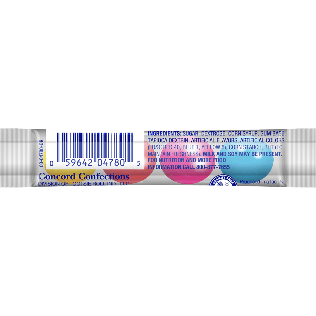 Dubble Bubble Assorted Cotton Candy Gum (4 ct. Tube) Nutrition Facts Panel