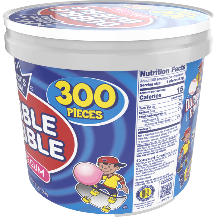 Dubble Bubble Original Twist ( 47.6 oz. / 300 ct. Tub) Nutrition Facts Panel