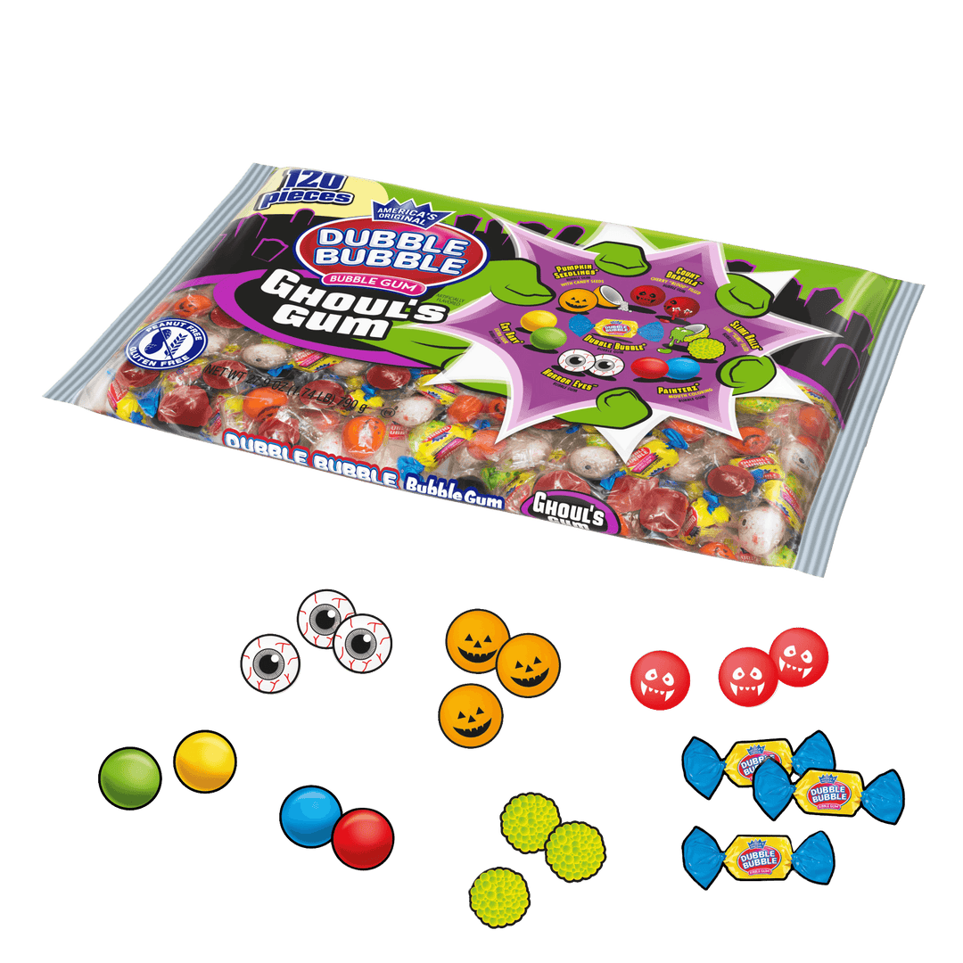 Dubble Bubble Ghoul's Gum packaging with gummy candies 