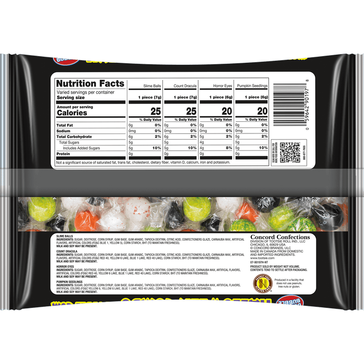 Dubble Bubble Halloween Combo (12 oz. Bag) Nutrition Facts Panel