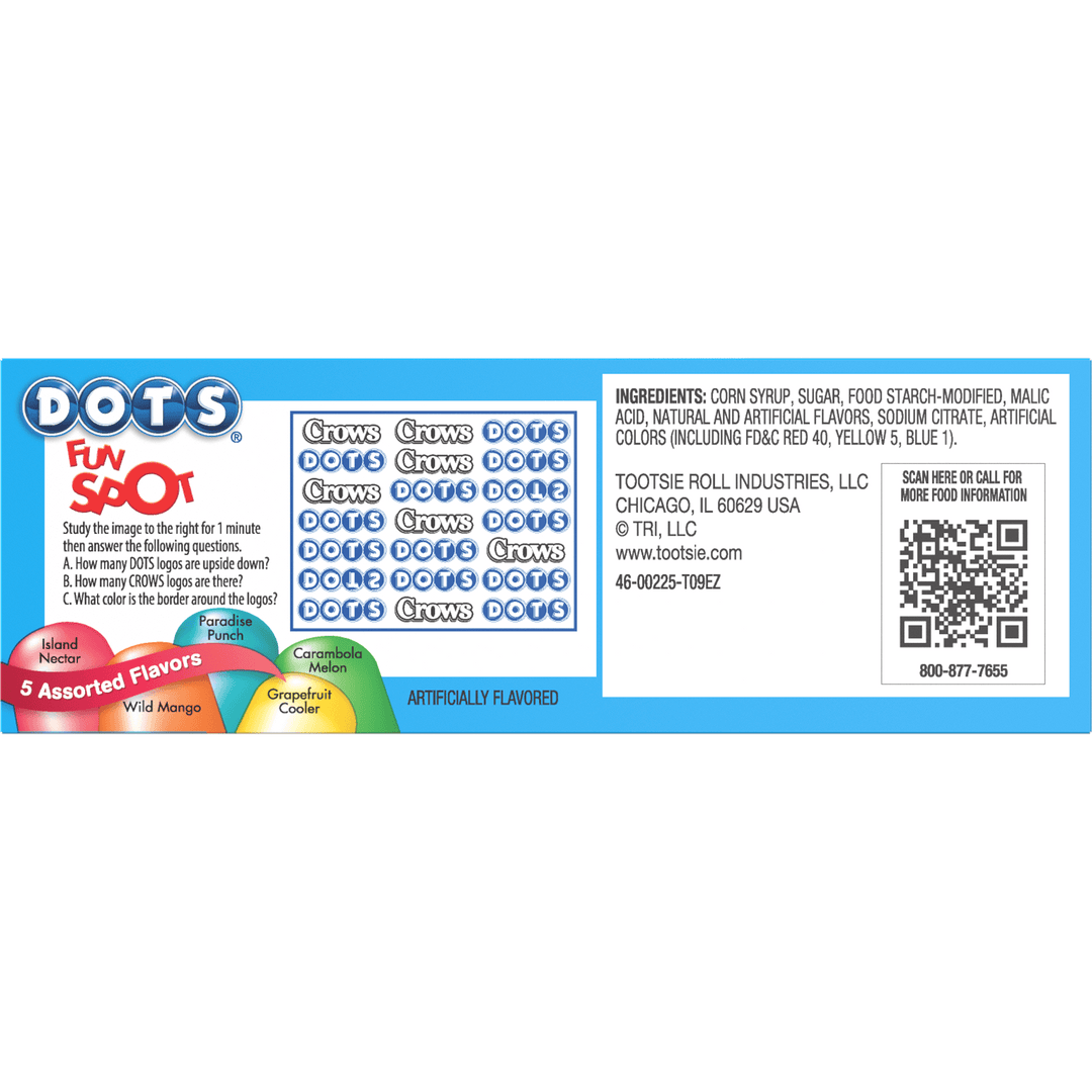 DOTS Tropical Assorted Gum Drops (2.25 oz. Box) with Ingredients