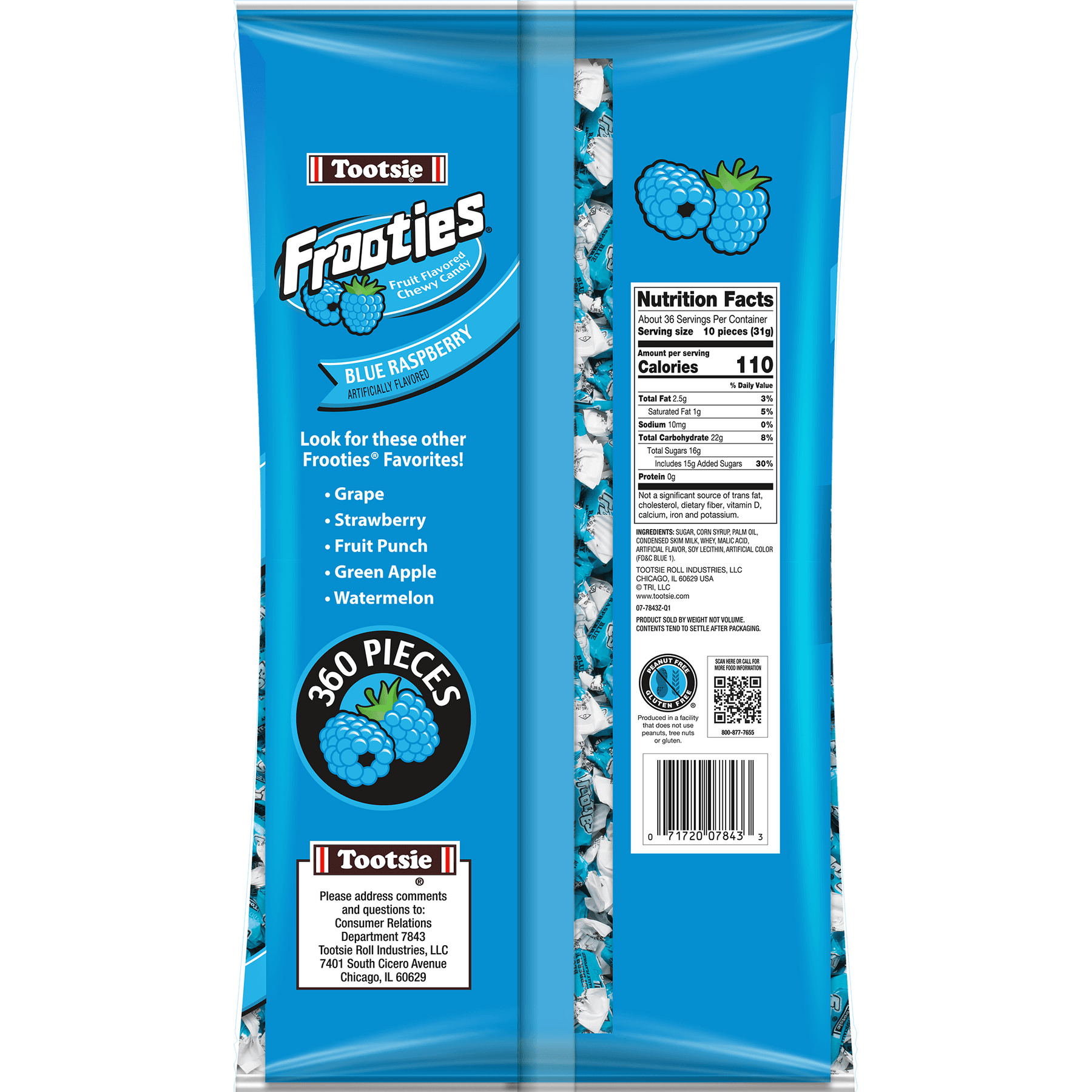 Frooties Blue Raspberry Chewy Candy (38.8 oz. / 360 ct. Bag) – Tootsie Roll
