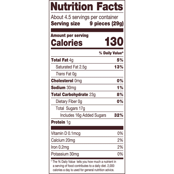 Nutrition facts label for a food product on a white background