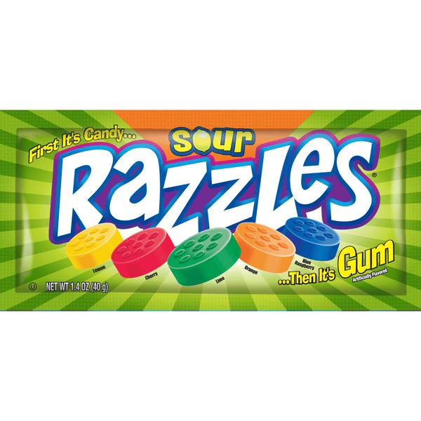 sour razzle drops vape juice Razzles Sour Pouch Gum (1.4 oz. Pouch) – Tootsie Roll