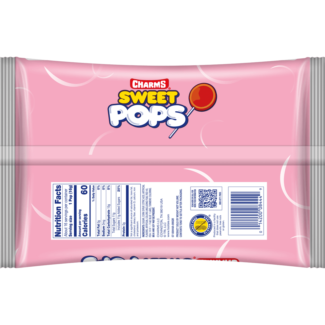 Charms Sweet Pops (9 oz. Bag) Nutrition Facts Panel