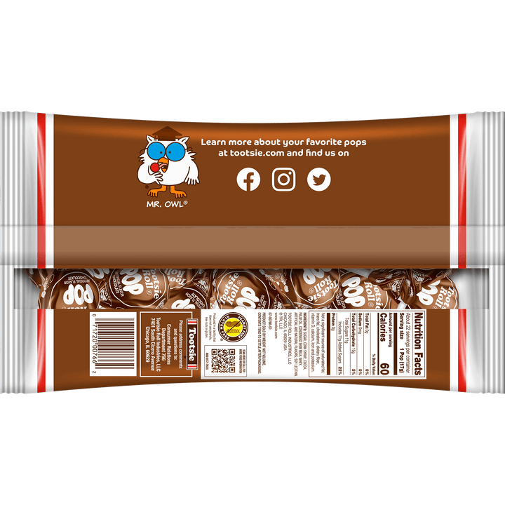 Tootsie Pops Chocolate Flavor (13.2 oz. / 22 ct. Bag) Nutrition Facts Panel