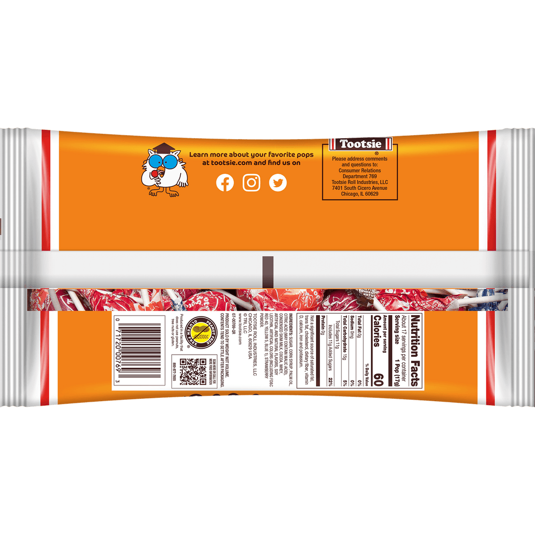 Tootsie Pops Assorted Flavors (10.13 oz. Bag) Nutrition Facts Panel